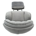 thumbnail image 4 of Swivel Chair with Ottoman Set, Velvet Tufted Upholstered Accent Chair, Single Sofa Chair with 360 Degree Metal Base for Living Room, Bedroom, Home Office, Gray, 4 of 9