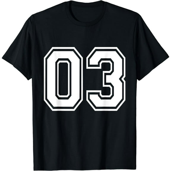 Number 03 Varsity Sports Team Jersey 3rd Birthday 3 Years T-Shirt