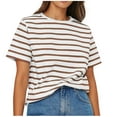 thumbnail image 1 of Birdeem Blouses pour Femmes Mode Blouses Décontractées T-Shirt Rayé Col Rond Manches Courtes, 1 of 1