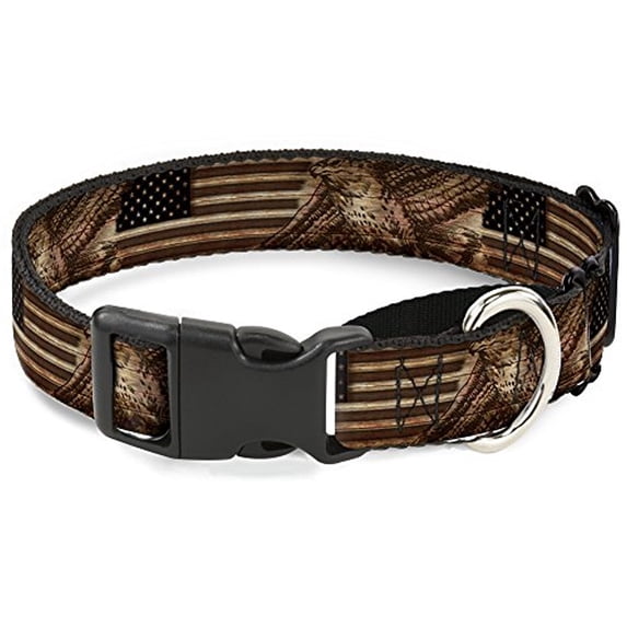 Buckle-Down Americana Eagle & Flag Rustic Wood Grain Martingale Dog Collar
