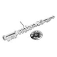 thumbnail image 1 of Musical Instrument Brooch, Delicate Electroplated Brass Silver Flute Brooch With Red Velvet Lined Instrument Case For Music Lovers For Graduation, 1 of 7