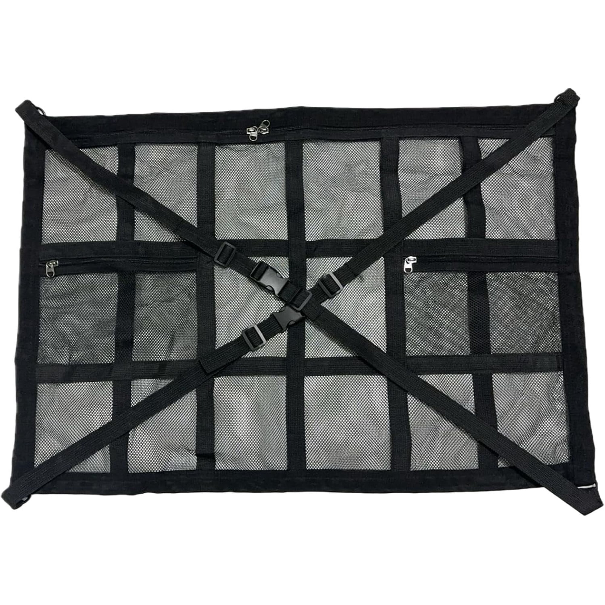 Car Ceiling Cargo Net with 3 Pockets, 31.5"x21.6" Car Overhead Storage Mesh Organizer, Double Layer Roof Mesh Camping Overlanding Gear Must Haves Cargo Net, SUV, Trucks, Camping, Road Trip Essentials
