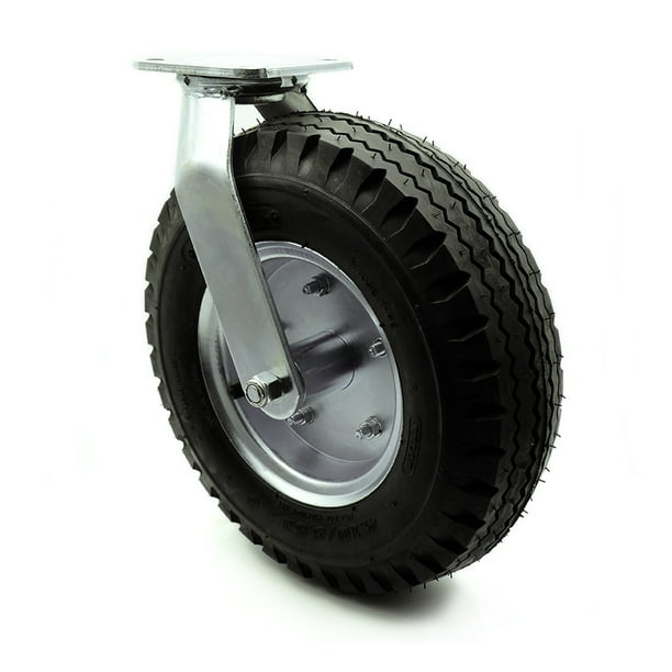 12" Pneumatic Swivel Caster Black Rubber Wheel 450lbs. Capacity