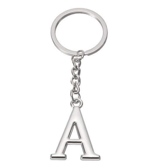 DESIGNICE Initial Letter Key Chain, Letter A Key Chain Pendant Key Ring Bag Backpack Decor, Cute Key Chain, Silver