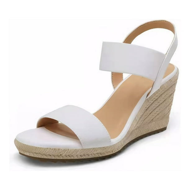 Sandalias de cuña para mujer sandalias elásticas con correa para el tobillo cómodas para la playa de verano
