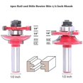 thumbnail image 3 of HAHDAXIA 1/2-Inch Shank Router Bit Set, 3PCS Raised Panel Ogee Cabinet Door Making Router Bits, Round Over Rail and Stile Router Bits, Cemented Carbide Router Bits, for Woodworking, Door&Wind, 3 of 7
