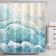 thumbnail image 2 of Beach Ocean Wave Shower Curtain for Bathroom Decor 72Wx72H Teal Blue Coastal Nautical Sea Modern Seaside Minimalist Art Printed Fabric Polyester Waterproof 12 Pack Plastic Hooks, 2 of 6