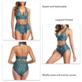 thumbnail image 3 of Halter String Bikini Sets, Halter Bikini Swimsuit High Waist Breathable Leopard Printed  For Swimming Pool Pink,Blue,Red,Light Coffee,Dark Coffee, 3 of 6