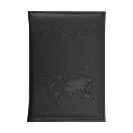 Unique Bargains 1 Pc Passport Holder Textured Letter Passport Sleeve Black