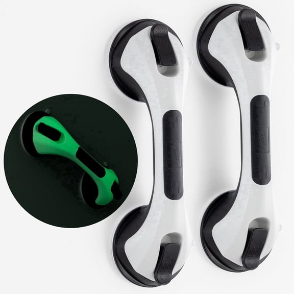TAILI Shower Handle 12.2 inch Strong Suction Shower Bar, Shower Grab Bars for Seniors, Injured, Handicap (2 Pack)