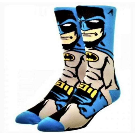 Batman Cartoon Socks, Fun Novelty Mens/Womens Crew Character Socks Blue/Gray