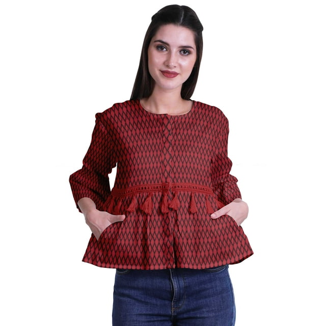 Moomaya Hauts Boho en Coton Blouses Décontractées Amples d'Été Col Rond T-Shirt