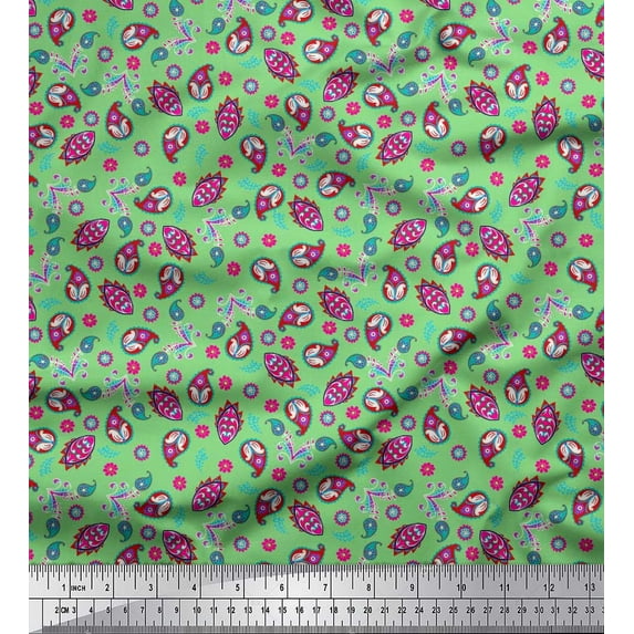Soimoi Rayon Fabric Paisley & Floral Artistic Printed Craft Fabric by The Yard 42 Inch Wide