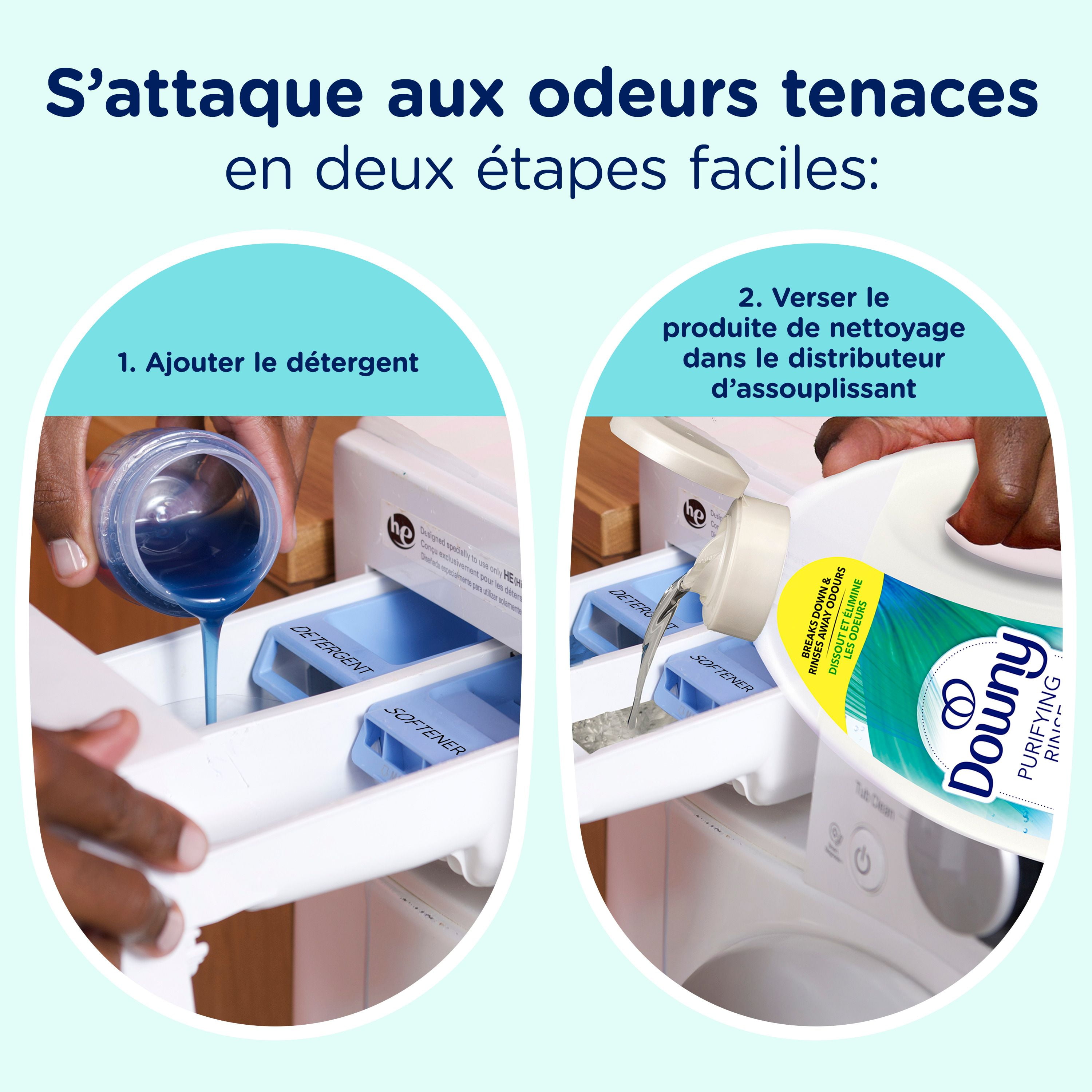 Downy Purifying Rinse Laundry Odour Remover, Cool Cotton Scent, Fabric Softener and Laundry Odour Removal Rinse, Fights Odours at the source, HE Compatible