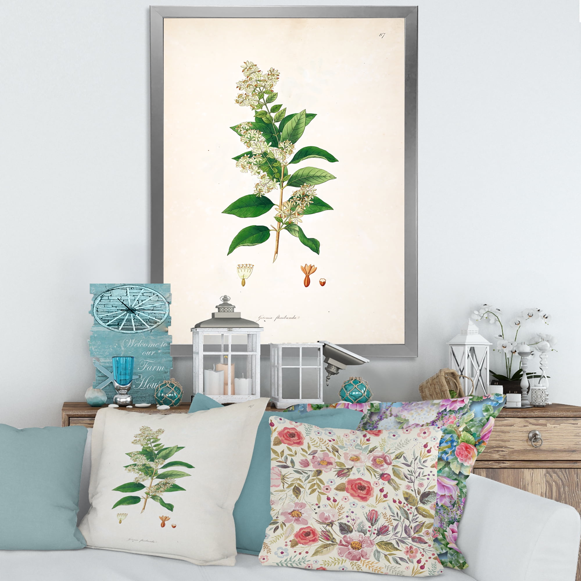 Designart 'Ancient Botanicals XVII' Farmhouse Framed Art Print
