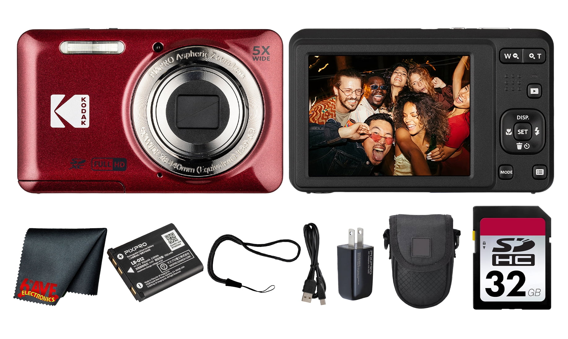 Kodak Pixpro FZ55 Digital Camera (Black) Bundle Including: 2x 128