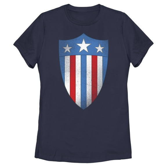 Women's Marvel Avengers Captain America USO Shield  Graphic Tee Navy Blue Small