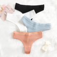 thumbnail image 4 of 6 Piece Womens Low Cut T Back Underpants Moisture Wicking Ribbed Cotton Underwear Panties No Show Solid Color Hipsters, 4 of 15