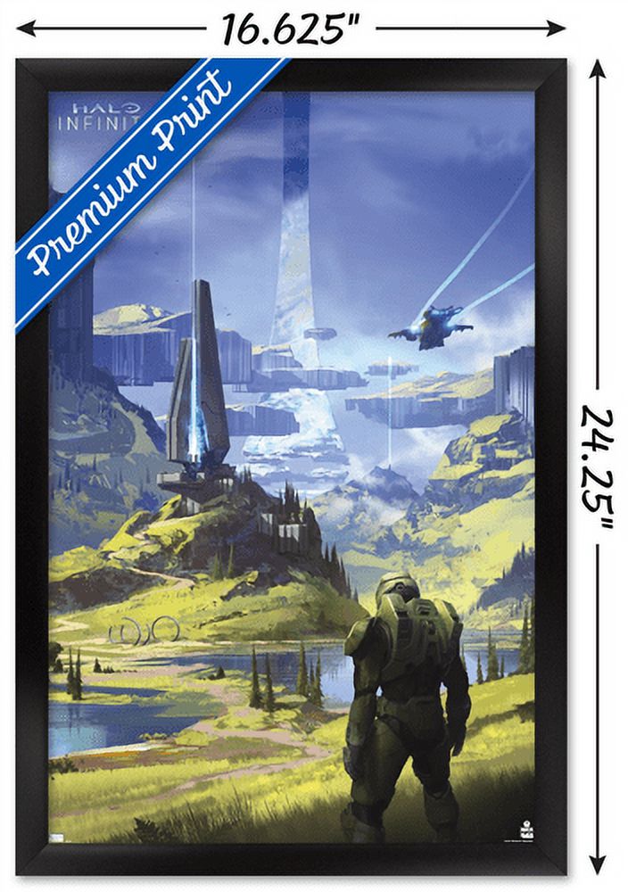 Halo Infinite - Master Chief Valley Wall Poster, 14.725" x 22.375", Framed