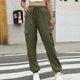 thumbnail image 2 of Joggers para mujer Puño en el tobillo Bolsillo lateral Cordón Color puro Cintura alta Pantalones de chándal para mujer OD Green S, 2 of 6