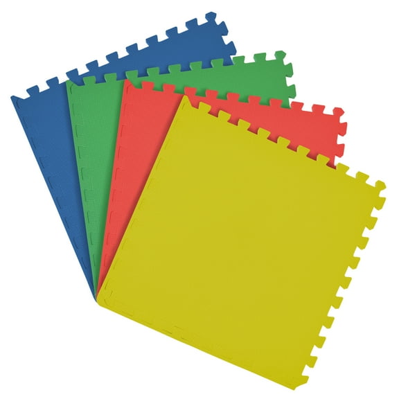 Multi-Color Assorted Interlocking Anti-Fatigue Puzzle Floor Tiles Mats - 24" x 24"