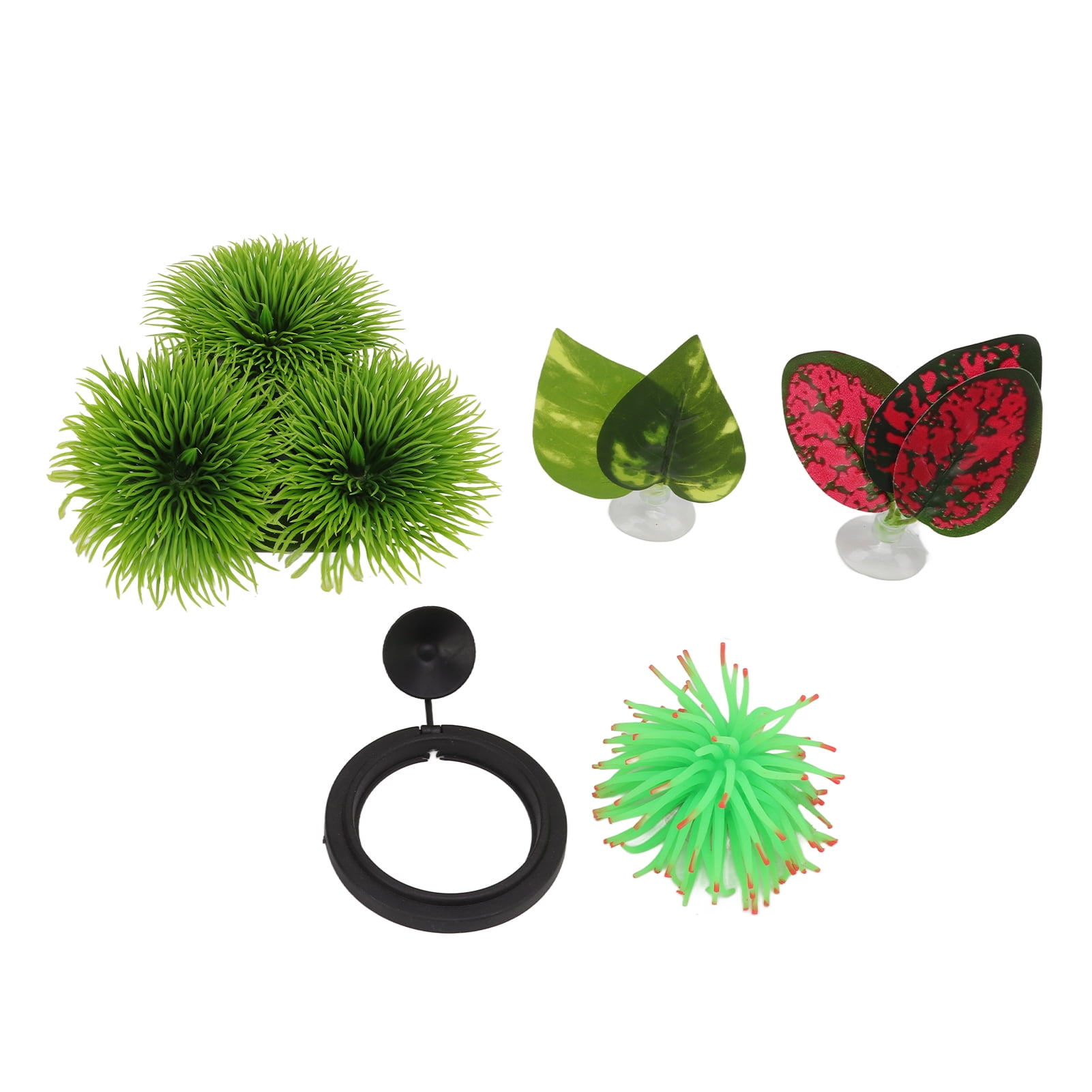 5-Piece Betta Fish Tank Accessories Set - Leaf Hammock, Feeding Ring, Breeding Bed