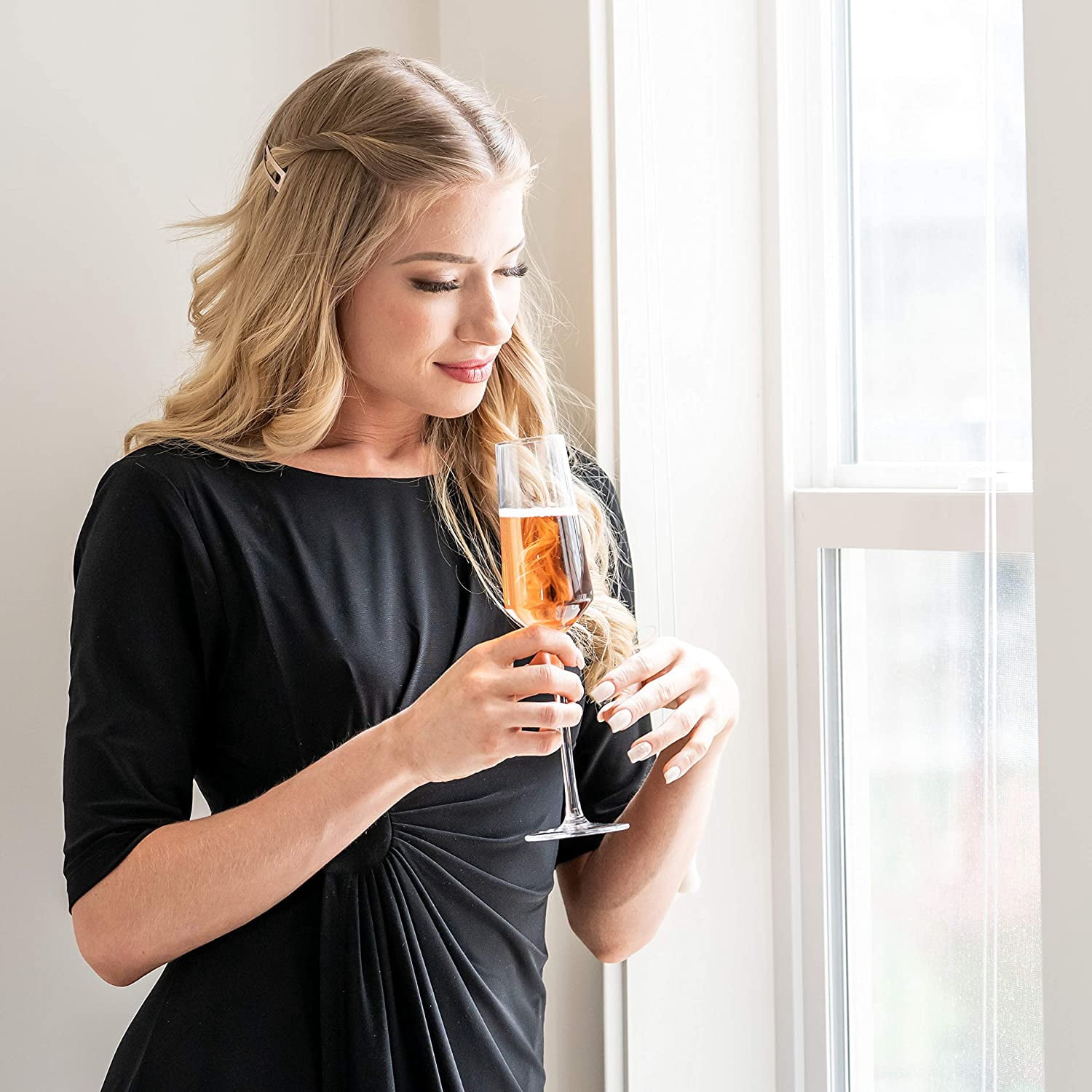 Aspen & Birch - Classic Champagne Flutes Set of 6 - Champagne Glasses - Mimosa Glasses, Premium Crystal Stemware, Clear, 6 oz, Hand Blown Glass Champagne Flutes - Hand Crafted by Artisans