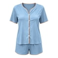 thumbnail image 6 of Diufon Button Down Pajamas Women 2 Piece Casual Short Sleeve V Neck Home & Sleepwear Pjs Summer Short sets, 6 of 6