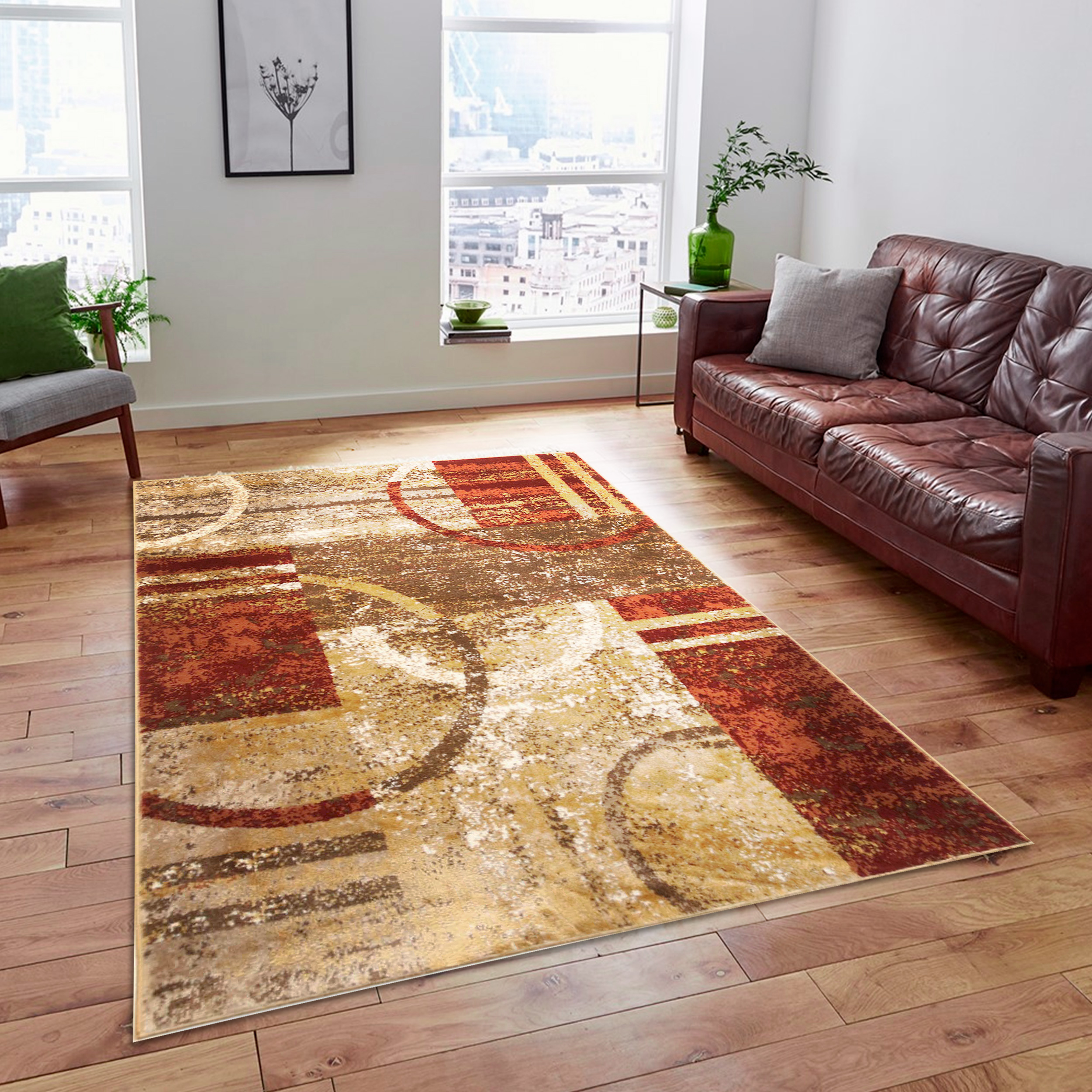 A2Z Rug Modern Style Mustard Mocha 1703 Area Rugs 160x230 cm 5'3"x7'7