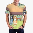 thumbnail image 2 of Lsque Bluey Pattern Golf Shirts for Men Dry Fit Print Moisture Wicking Performance Short Sleeve Polo Shirt-X-Large, 2 of 7