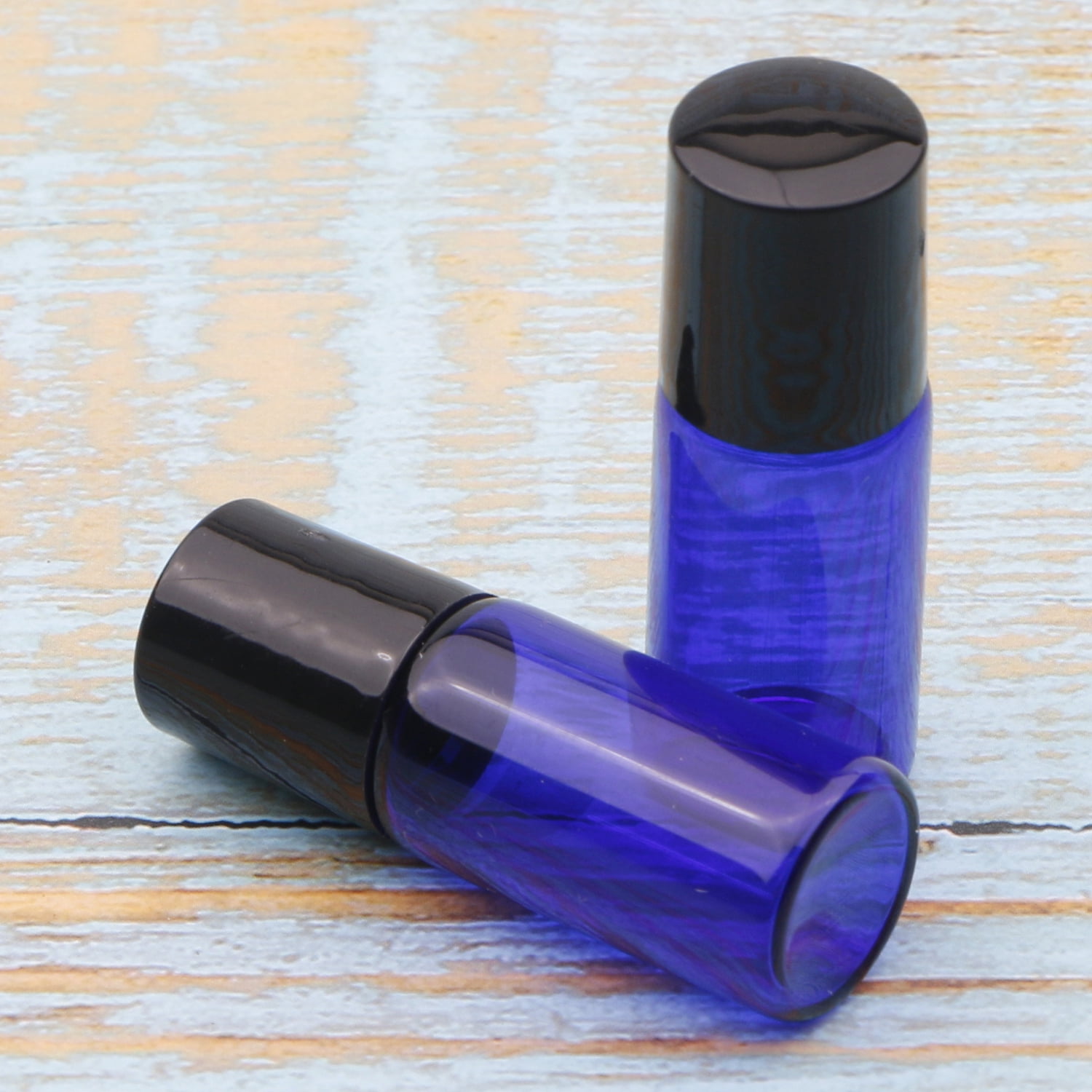 Colorful Glass Roll on Bottles with Stainless Steel Roller Balls and Black Screwcap 35PCS 3ml Blue