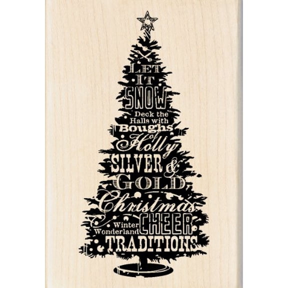 Inkadinkado Holiday Tree Wordplay Wood Stamp