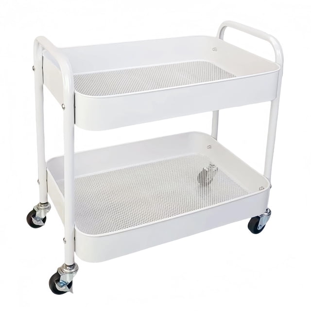 Carrito rodante de metal LIWNYRK de 2 niveles 45 x 30 x 41 cm, blanco