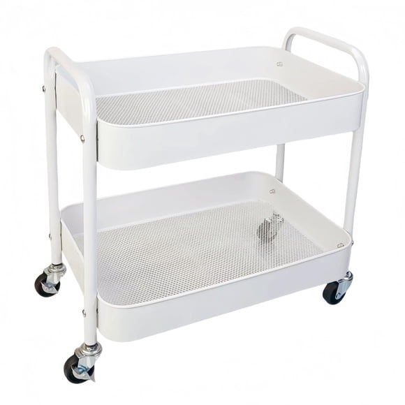 Carrito rodante de metal LIWNYRK de 2 niveles 45 x 30 x 41 cm, blanco