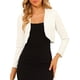 thumbnail image 5 of Cárdigan corto elegante para mujer Inspire Chic, de manga larga, con panel de encaje floral, suéter de punto, talla XS, blanco, 5 of 8