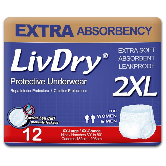 Ropa interior para incontinencia LivDry Adult XXL Extra Absorbency