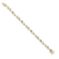 thumbnail image 2 of Gem Stone King 18K Yellow Gold Plated Silver Heart Shape Mercury Mist Mystic Topaz White Moissanite and Round White Lab Grown Diamond Greek Vine Flower Tennis Bracelet for Women (4.94 Cttw, 7.5 inch), 2 of 4