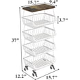 thumbnail image 6 of Fruit Basket Kitchen Pantry Organizer - Stackable 5-Tier Metal Wire Storage Cart with Wooden Top for Fruits, Vegetables, Snacks, Onion, Potato (White), 6 of 9