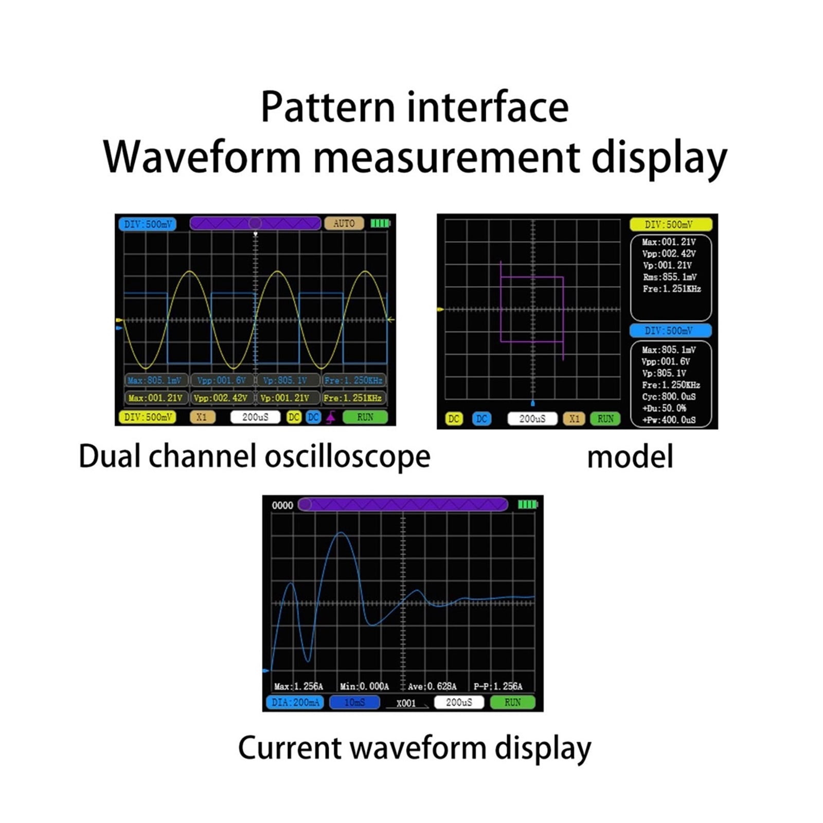 Handheld 10M Analogue Bandwidth 50M Sampling Rate Compact Portable Digital Oscilloscope Current Oscilloscope Cellphone Repairs ,Professional Designed
