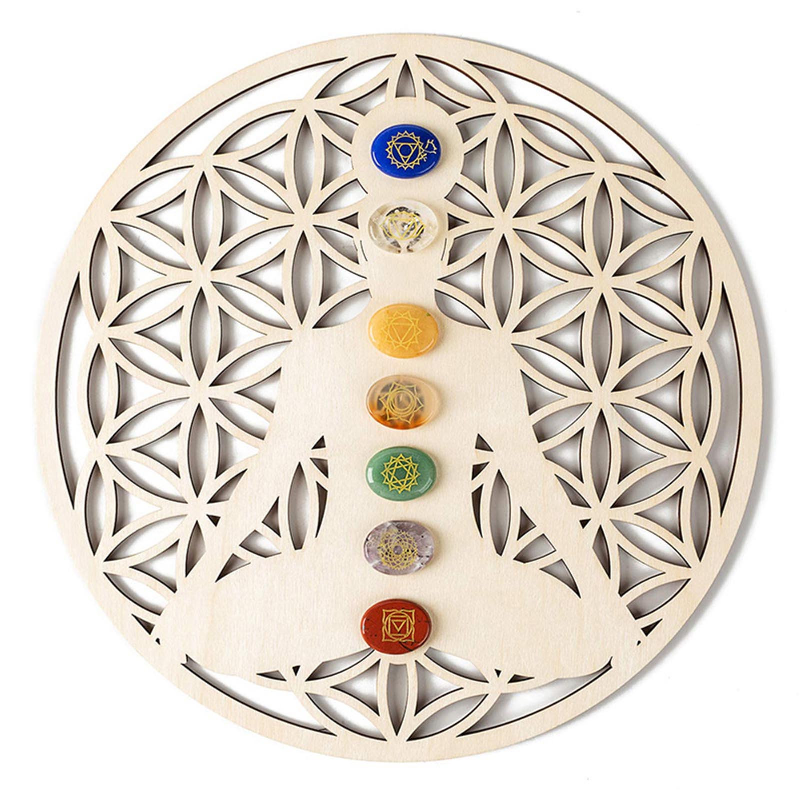 tobchonp Wood Crystal Sacred Geometry Wooden Wall Decor Art