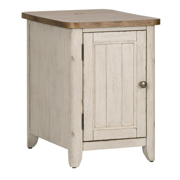 Farmhouse Reimagined White Door Chair Side Table w/ Charging Station