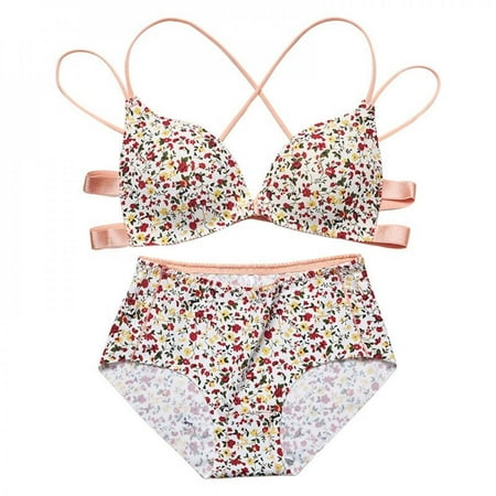 

[Clearance!] New Arrival Front Closure Seamless Bras Sets Push Up Underwear Women s Floral Leopard Print Bra And Panties 2 Pcs Suit