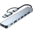 thumbnail image 2 of Aluminum 7 in 1 USB C Hub with USB 3.0, USB 2.0 Ports, Multiport USB Adapter with 5 USB Ports for MacBook Pro/iPad Pro/Surface Pro/HP Laptop/Galaxy Phones, 2 of 8