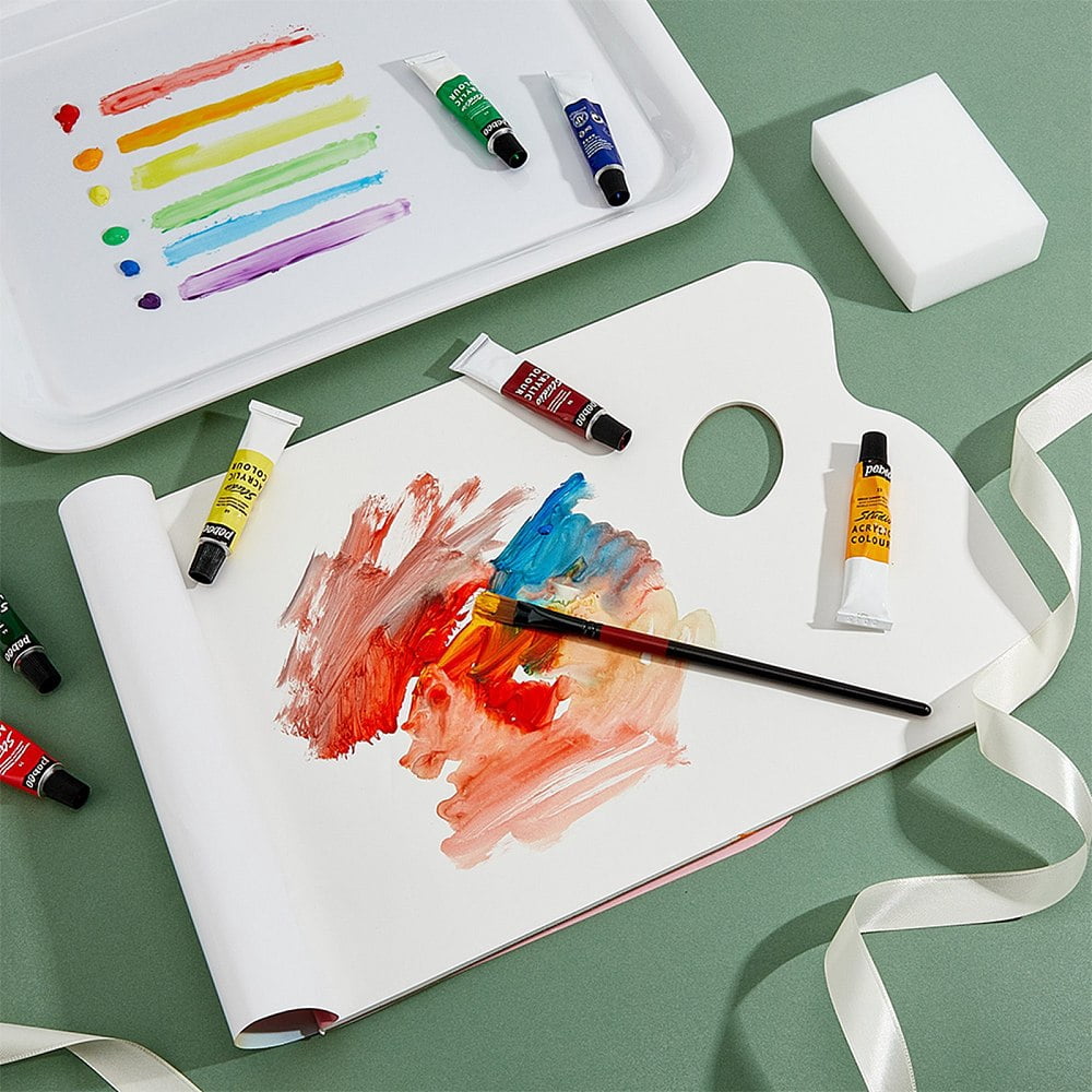 1Pc Plastic Color Palette 1 Book Plastic Palette Paper 1Pc Rectangle Sponge Painting Supplies Rectangle Mixed Color