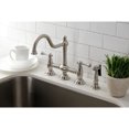 thumbnail image 2 of Kingston Brass KS3798BLBS Restoration Bridge Kitchen Faucet with Brass Side Sprayer, Brushed Nickel, 2 of 8