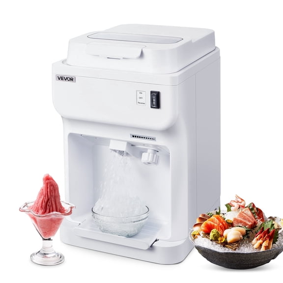VEVOR Commercial Ice Shaver Crusher, 220lbs Per Hour Electric Snow Cone Maker with 4L Ice Cube Box, 350W 1500RPM Tabletop Shaved Ice Machine for Parties Events Bar, Home and Commercial Use (White)