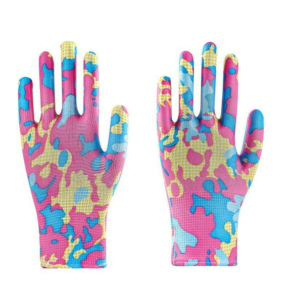 JilgTeok 12PCS Gardening Gloves for Women - Breathable Rubber Coated Garden Gloves Multi-purposes Non-Slip Grip Work Gloves Comfortable Reusable