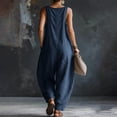 thumbnail image 5 of biudgviw Women's Casual Loose Overalls Jumpsuits Pleated Sleeveless Tanks Baggy Long Pants Rompers with Multi Pockets for Beach Travel, 5 of 7