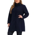 thumbnail image 4 of Unique Bargains Women's Plus Size Trench Single Breasted Detachable Hooded Overcoat, 4 of 6