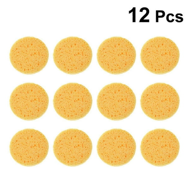 12pcs Natural Cellulose Exfoliating Face Sponge Pads for Skincare – Super Soft Facial Scrub Puff for Removing Impurities and Excess Oil